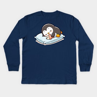 baby penguin sleeping Kids Long Sleeve T-Shirt